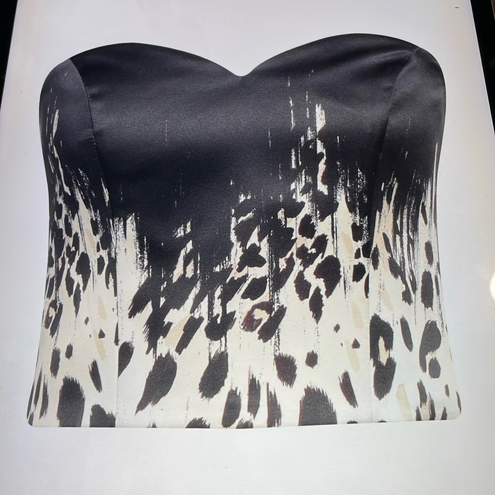 Black and white satin bustier